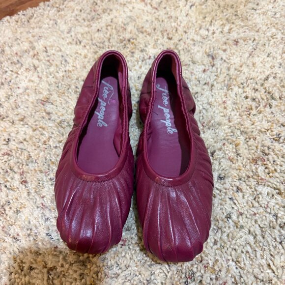 Free People Cara Ballet Flats Leather Wild Mulberry - Picture 3 of 12